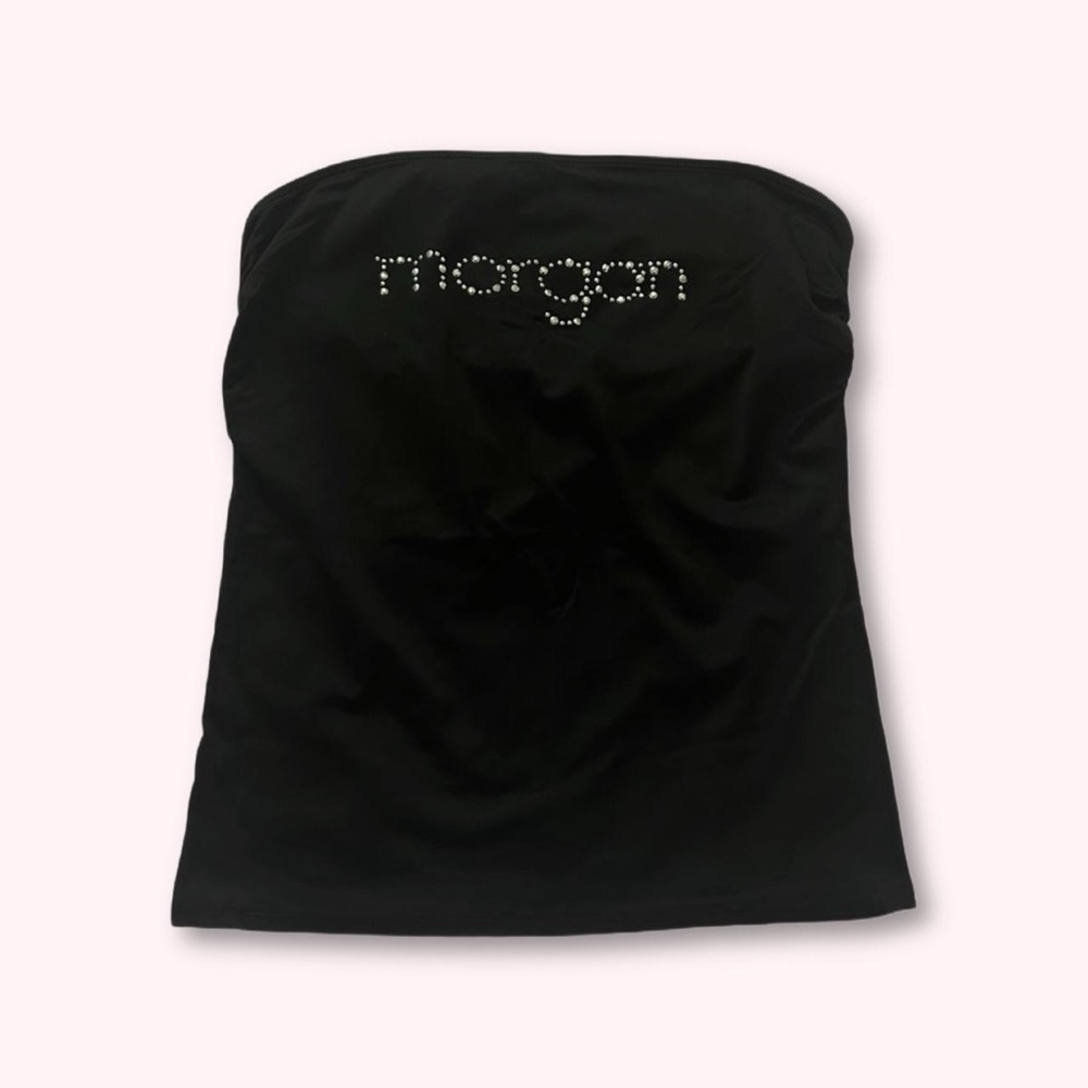 Morgan de Toi black bedazzled tube top